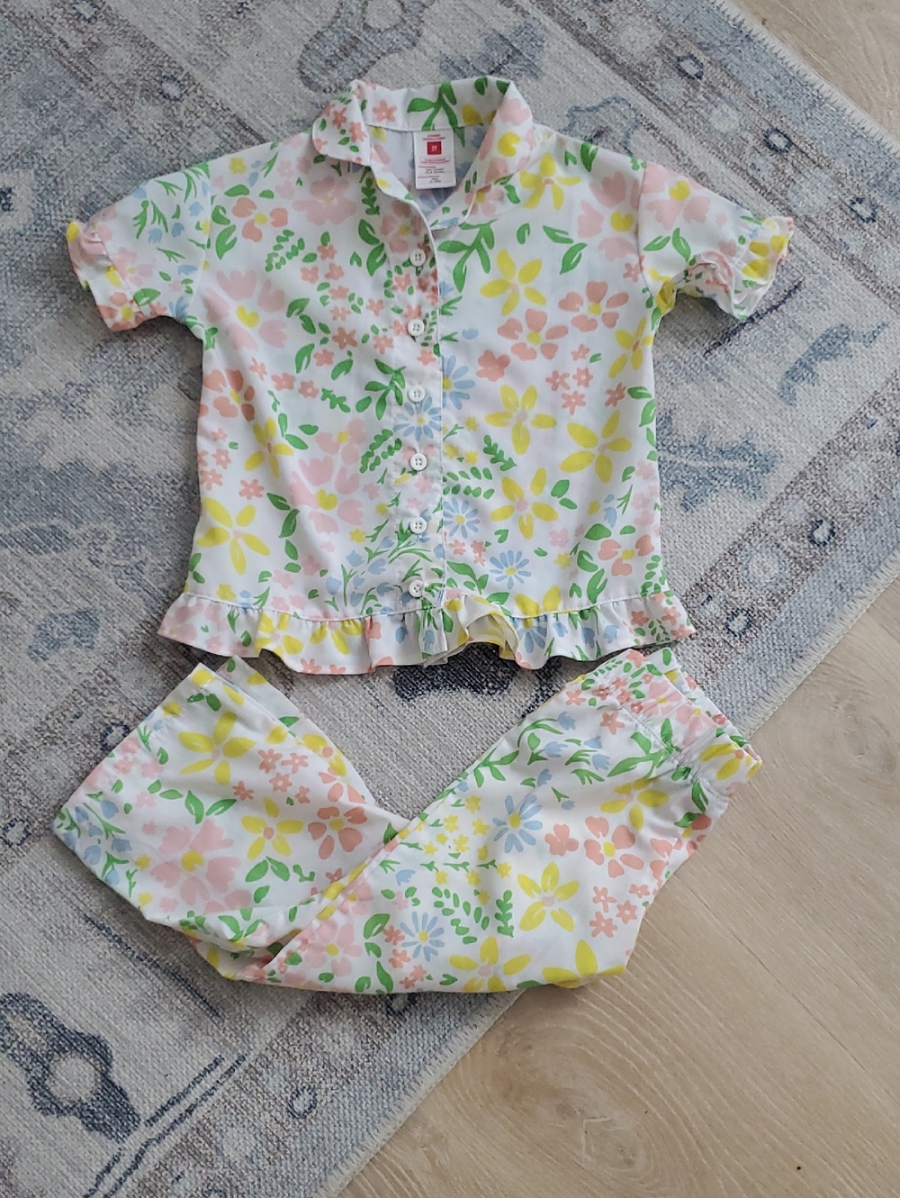 Toddler Girls Floral Ruffle Pajamas 2 Piece Set Sz2